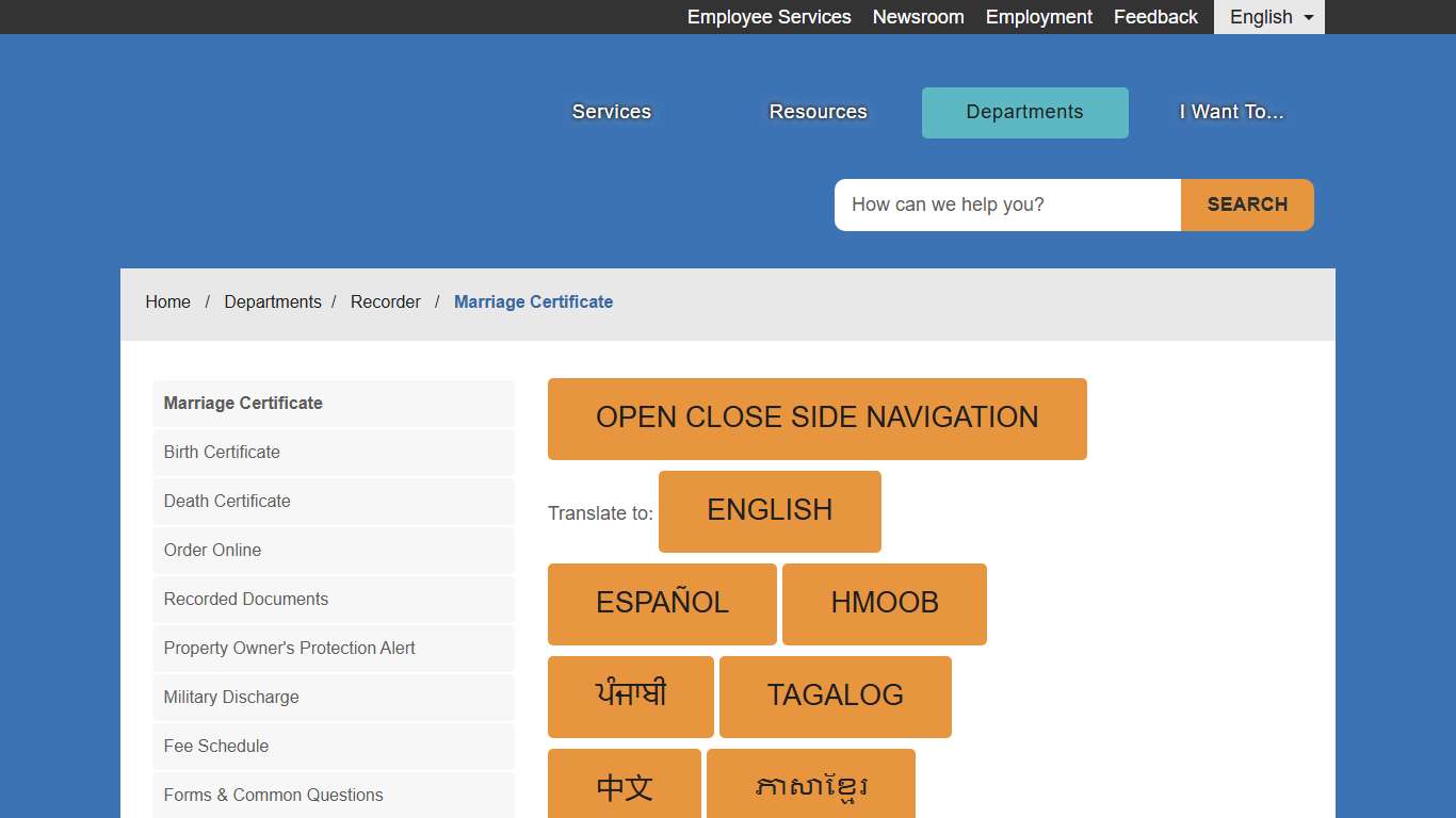 Marriage Certificate - County of Fresno