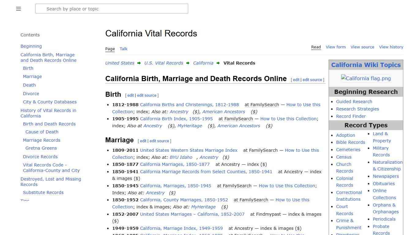 California Vital Records • FamilySearch
